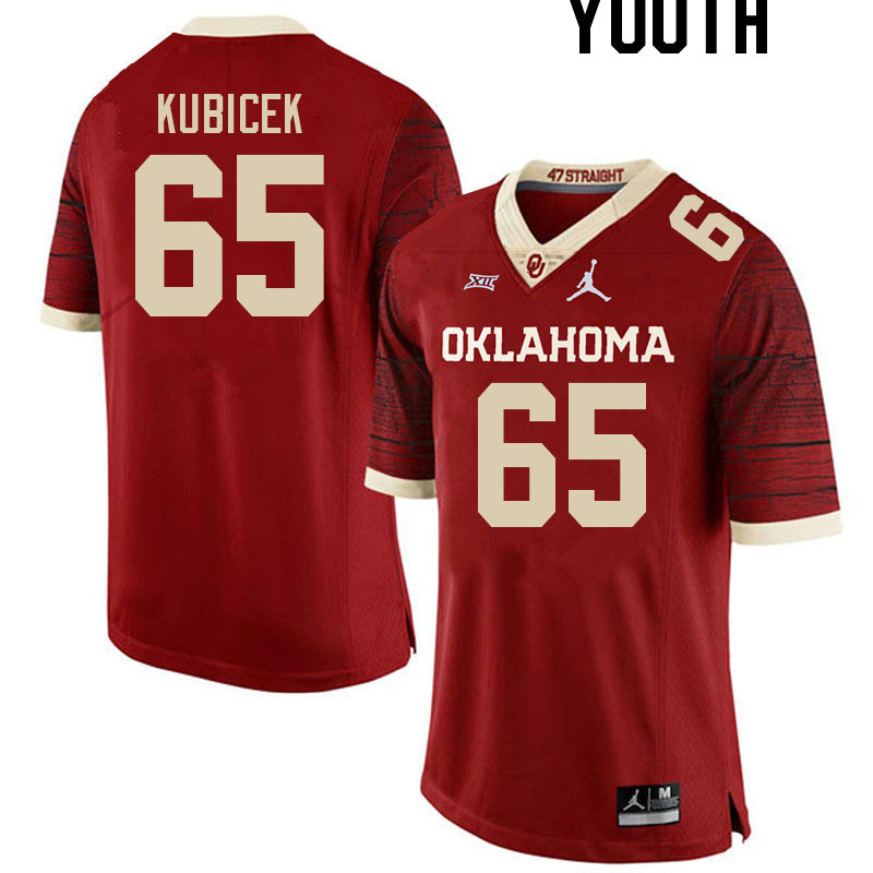 Youth #65 Ty Kubicek Oklahoma Sooners College Football Jerseys Stitched Sale-Retro